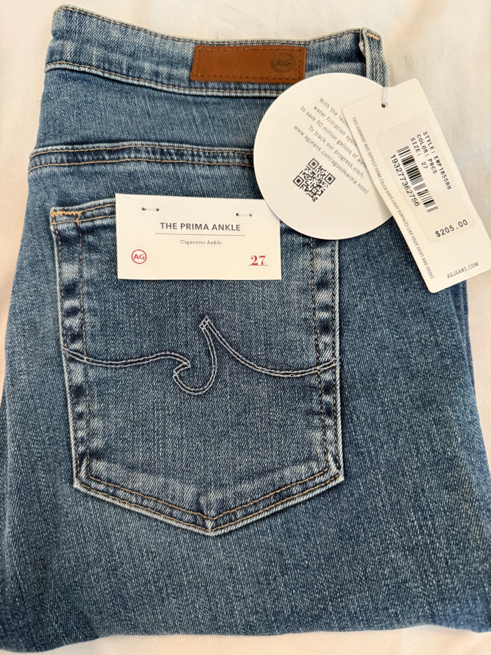 Ag Adriano Goldschmied Prima Ankle Jeans in Blue Denim